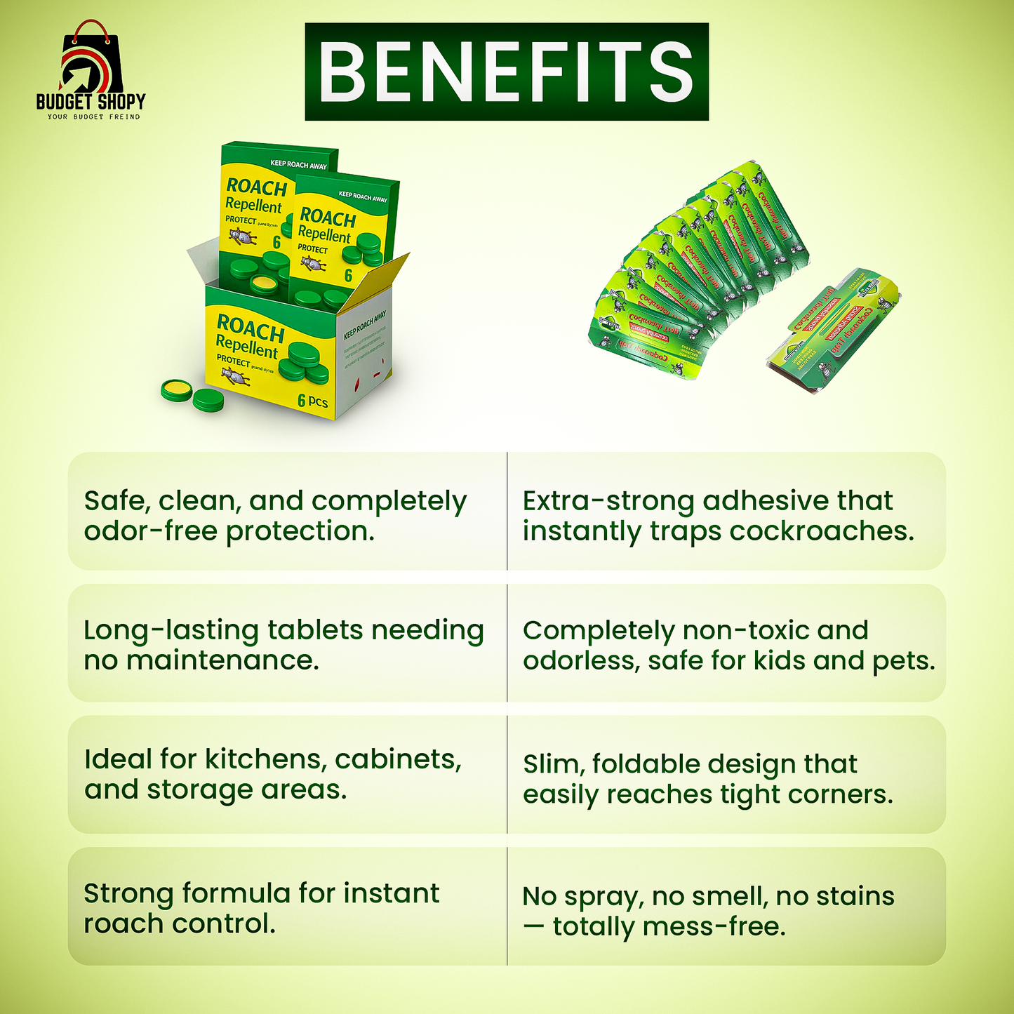 Cockroach Killer Gel Pack of 12 (Buy 1 Get 1 Free) + Free Glue Trap